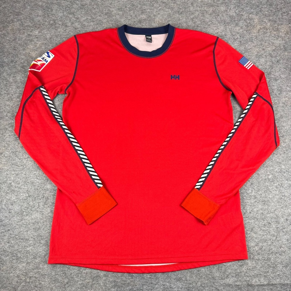 Helly Hensen US Ski Team Long Sleeve Shirt Red USA Womens XL *